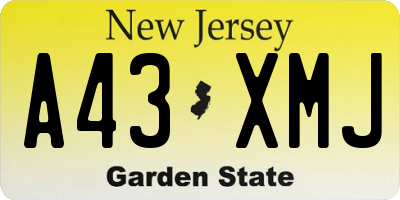 NJ license plate A43XMJ