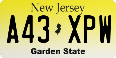 NJ license plate A43XPW