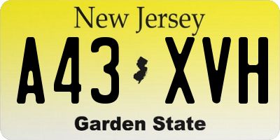 NJ license plate A43XVH