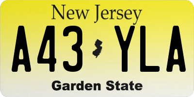 NJ license plate A43YLA