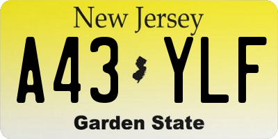 NJ license plate A43YLF