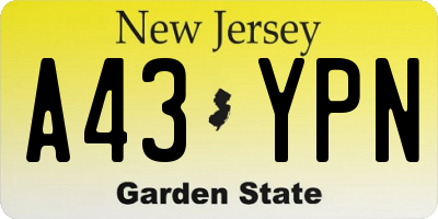 NJ license plate A43YPN