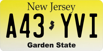NJ license plate A43YVI