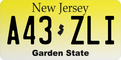 NJ license plate A43ZLI