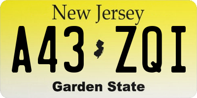 NJ license plate A43ZQI
