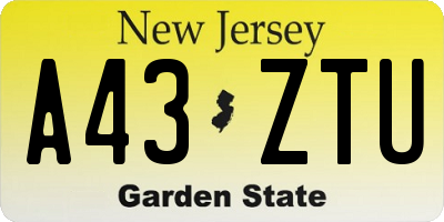 NJ license plate A43ZTU