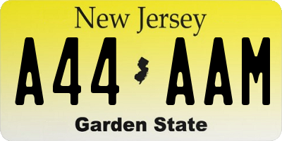 NJ license plate A44AAM