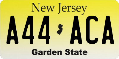 NJ license plate A44ACA