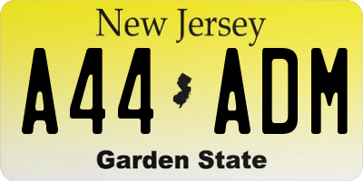 NJ license plate A44ADM