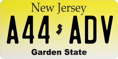 NJ license plate A44ADV