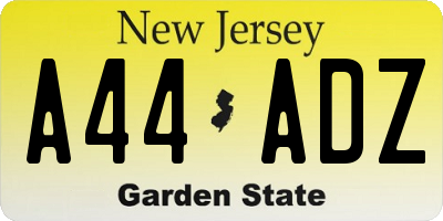 NJ license plate A44ADZ