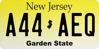 NJ license plate A44AEQ