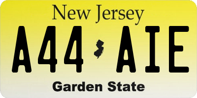 NJ license plate A44AIE