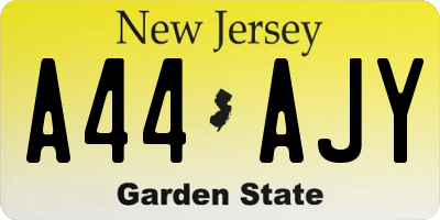 NJ license plate A44AJY