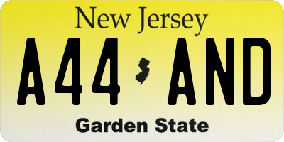 NJ license plate A44AND