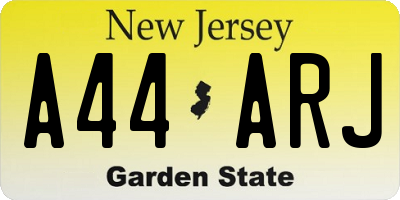 NJ license plate A44ARJ
