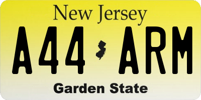 NJ license plate A44ARM