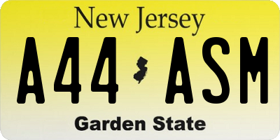 NJ license plate A44ASM