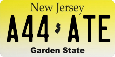 NJ license plate A44ATE