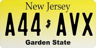 NJ license plate A44AVX