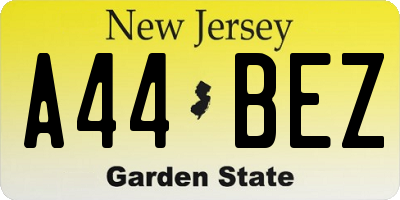 NJ license plate A44BEZ