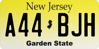 NJ license plate A44BJH