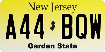 NJ license plate A44BQW