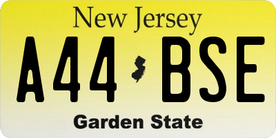 NJ license plate A44BSE