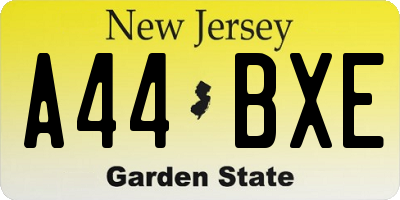 NJ license plate A44BXE