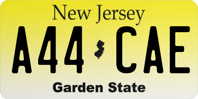 NJ license plate A44CAE