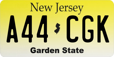 NJ license plate A44CGK