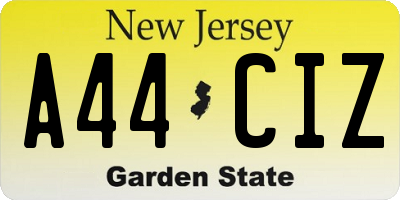 NJ license plate A44CIZ