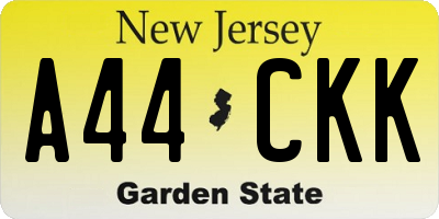 NJ license plate A44CKK