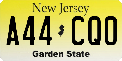 NJ license plate A44CQO