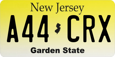 NJ license plate A44CRX