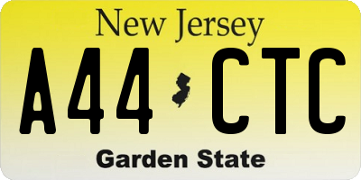 NJ license plate A44CTC