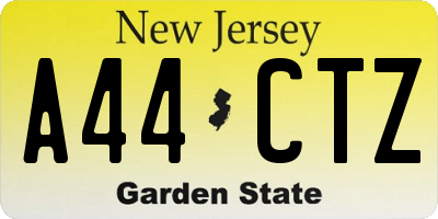 NJ license plate A44CTZ