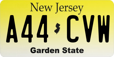 NJ license plate A44CVW