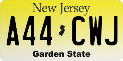 NJ license plate A44CWJ