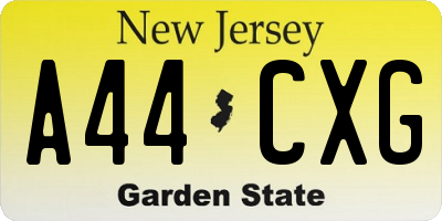 NJ license plate A44CXG