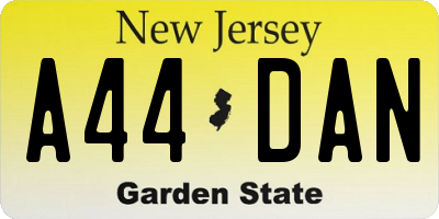 NJ license plate A44DAN
