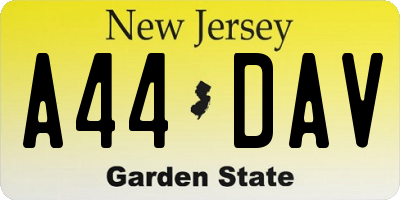 NJ license plate A44DAV