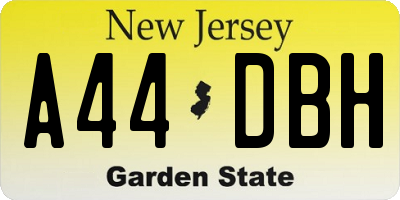 NJ license plate A44DBH