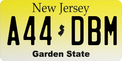 NJ license plate A44DBM