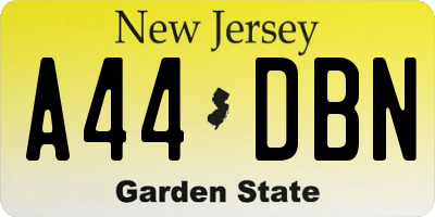 NJ license plate A44DBN