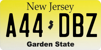 NJ license plate A44DBZ