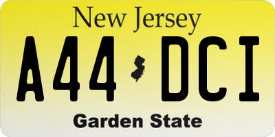 NJ license plate A44DCI