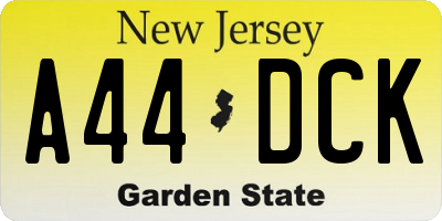 NJ license plate A44DCK