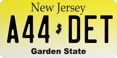 NJ license plate A44DET