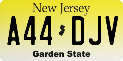 NJ license plate A44DJV